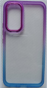 Луксозен твърд гръб  кристално прозрачен за Samsung Galaxy A54 5G SM-A546U лилаво син кант 